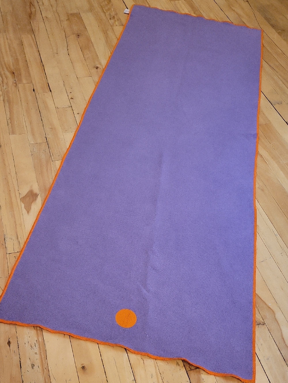 Yogitoes Hot Yoga Mat Towel Purple Microfiber with Orange Edge 24x68